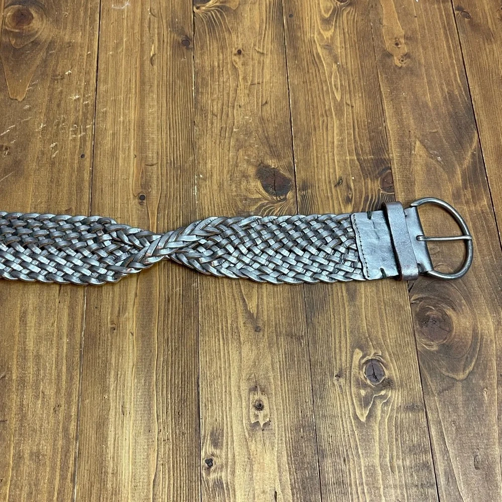 Gap metallic pewter braided leather belt size small